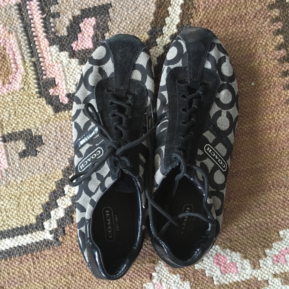 Coach black suede logo sneakers sz 8
